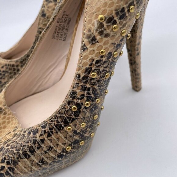 Ziginy Snakeskin gold Studded Sling Back Heels "URGENT"  8.5 - Picture 2 of 8
